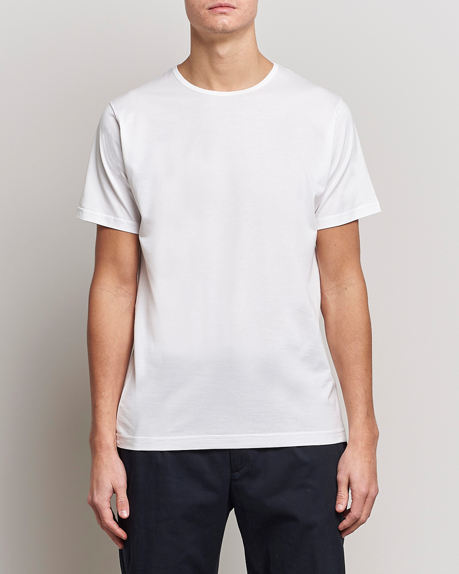 Herr |  | Sunspel | Superfine Cotton Crew Neck Tee White