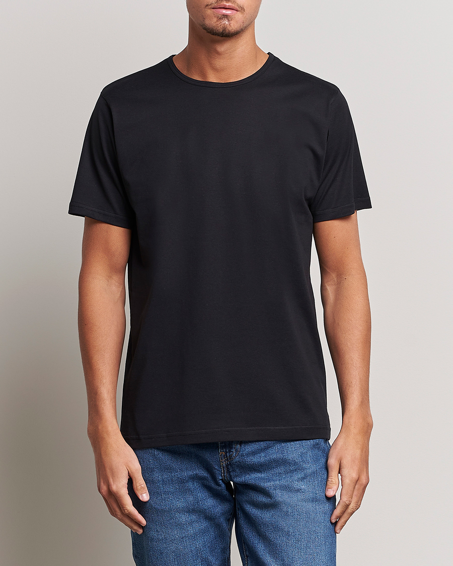 Herr |  | Sunspel | Superfine Cotton Crew Neck Tee Black