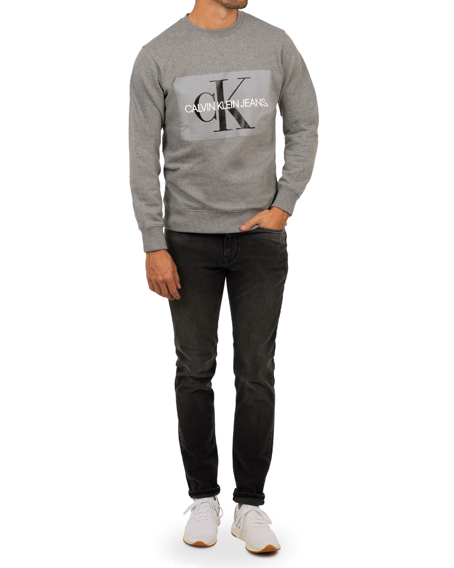Calvin Neck Crew | Heather Logo Monogram Basic Grey Klein Jeans Sweatshirt