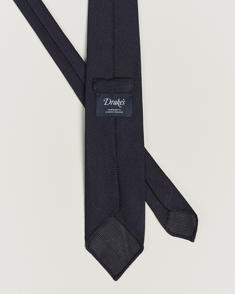 Herr | Accessoarer | Drake's | Silk Fine Grenadine Handrolled 8 cm Tie Navy