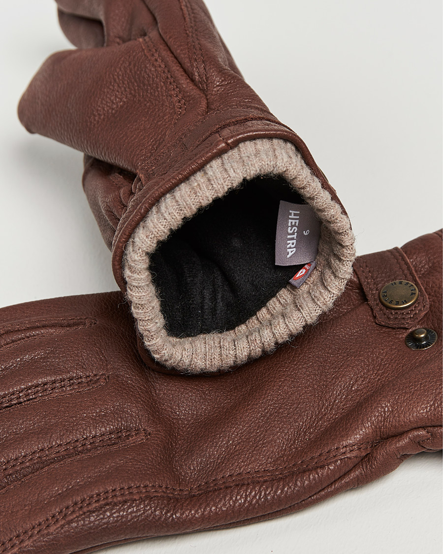 Herr | Handskar | Hestra | Utsjö Fleece Liner Buckle Elkskin Glove Chestnut