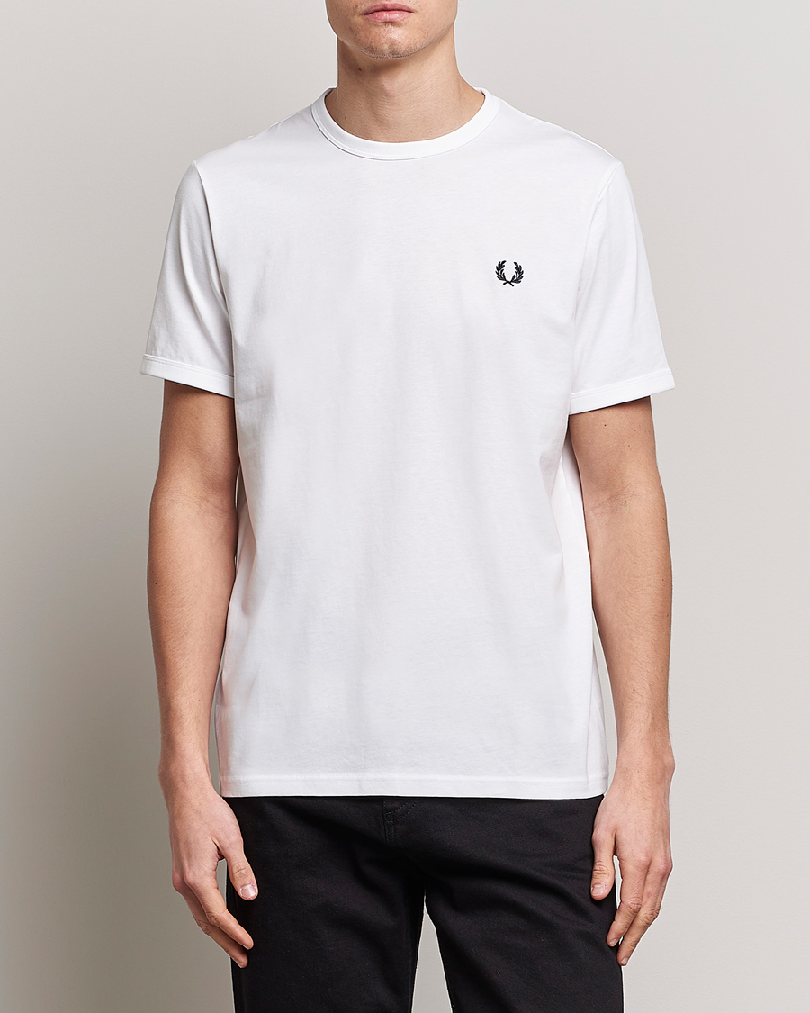 Herr | Vita t-shirts | Fred Perry | Ringer Crew Neck Tee White