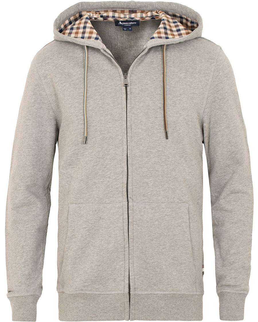 Aquascutum Arlo Zip Hoodie Grey Melange