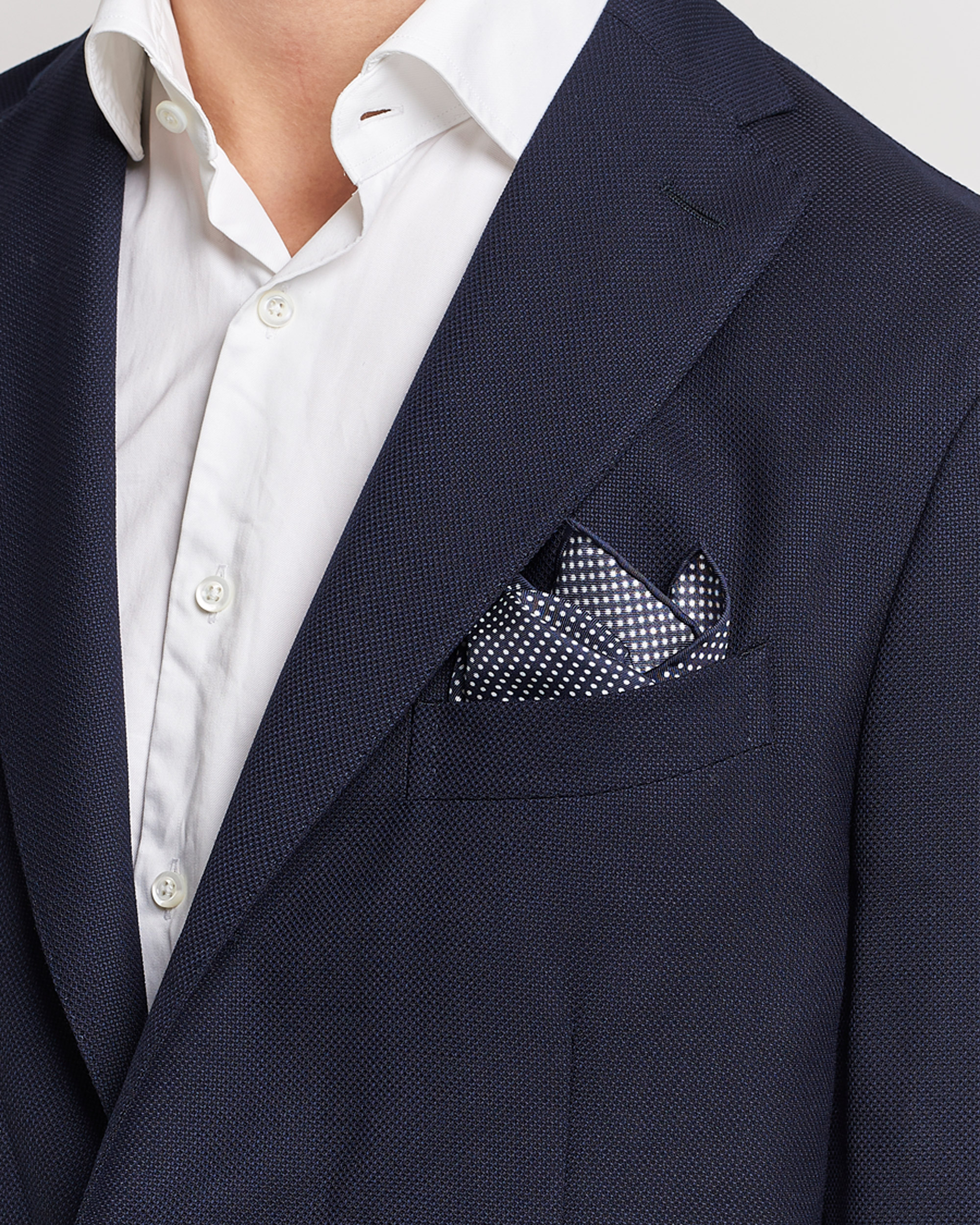 Herr | Accessoarer | Eton | Silk Polka Dot Pocket Square Navy