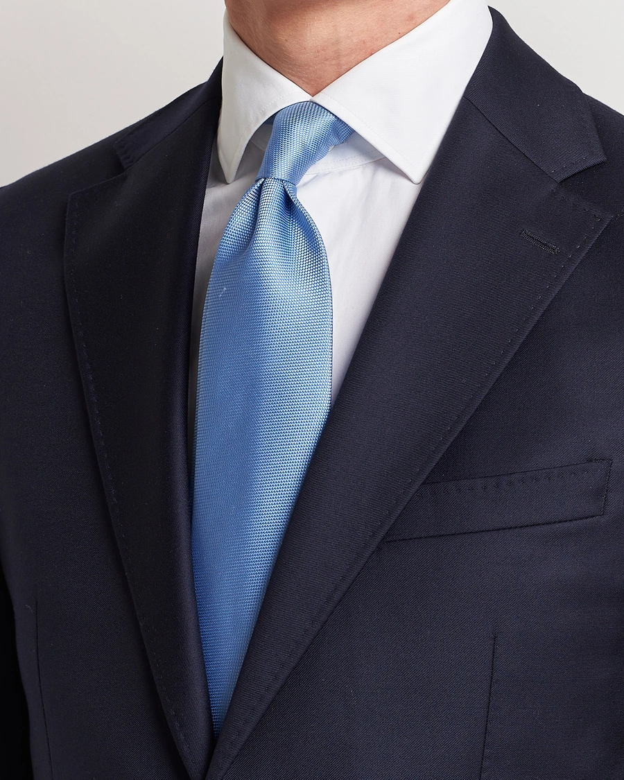 Herr | Accessoarer | Eton | Silk Basket Weave Tie Light Blue