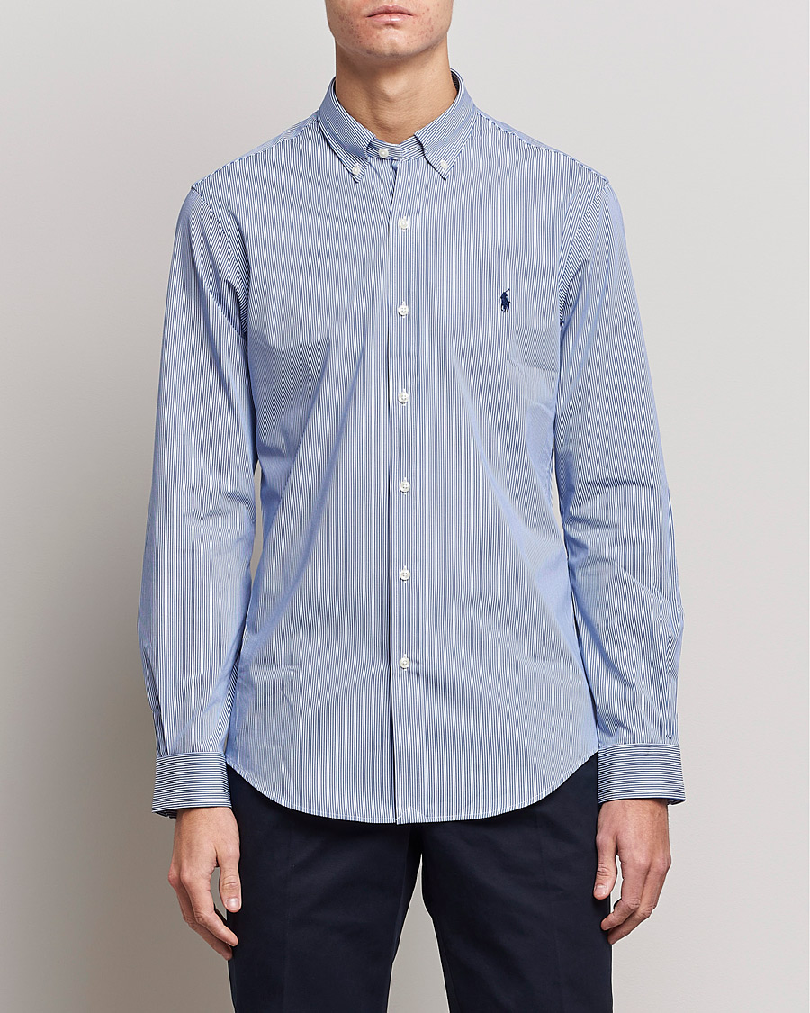 Herr |  | Polo Ralph Lauren | Slim Fit Thin Stripe Poplin Shirt Blue/White