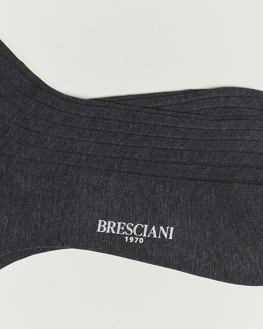 Herr | Strumpor | Bresciani | Cotton Ribbed Short Socks Grey Melange