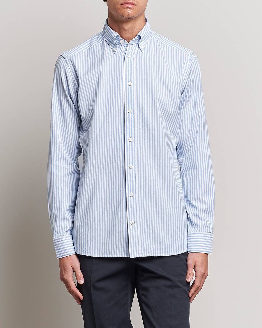 Herr | Kläder | Eton | Slim Fit Royal Oxford Stripe Button Down Light Blue