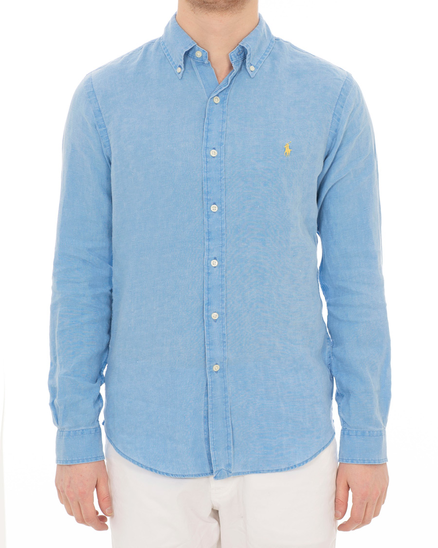 ralph lauren blue linen shirt