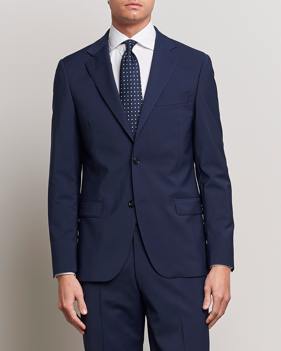 Herr | Kläder | Oscar Jacobson | Edmund Wool Stretch Blazer Blue