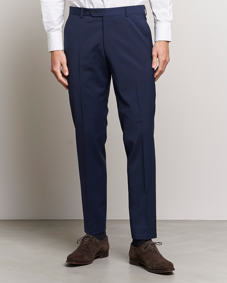 Herr | Avdelningar | Oscar Jacobson | Denz Wool Stretch Trousers Blue