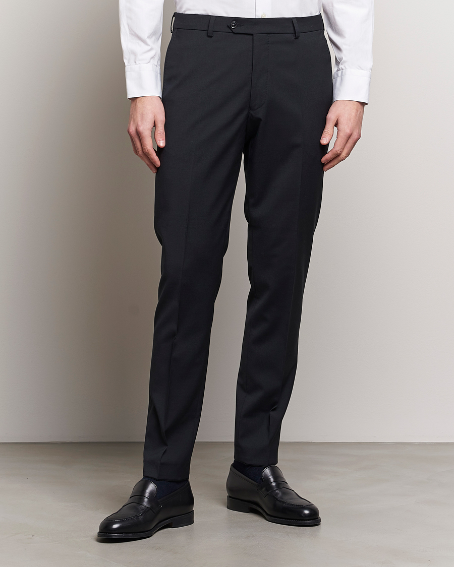 Herr | Kläder | Oscar Jacobson | Denz Wool Stretch Trousers Black