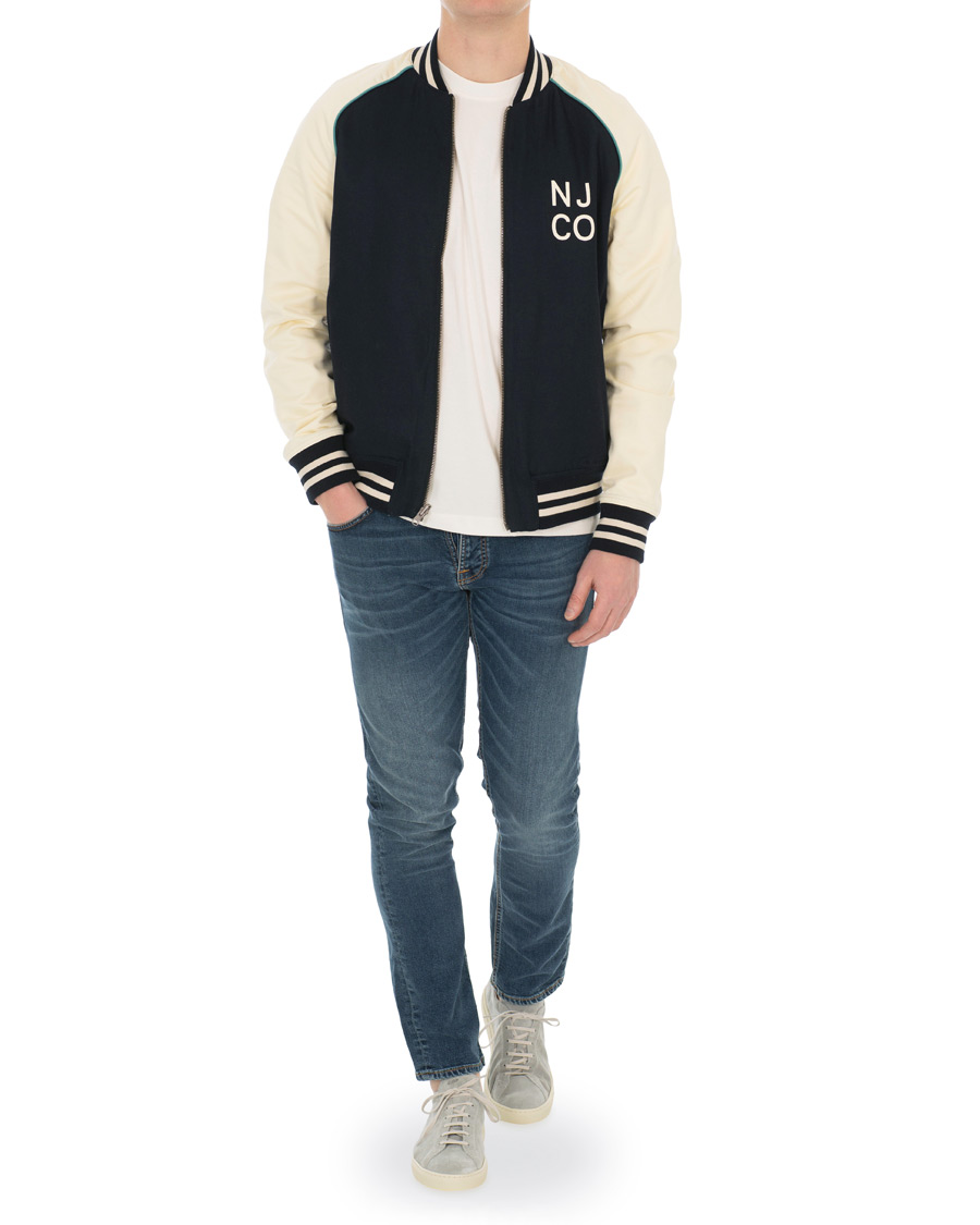 Nudie Jeans Mark Baseball Reversible Jacket White/Navy | Herr