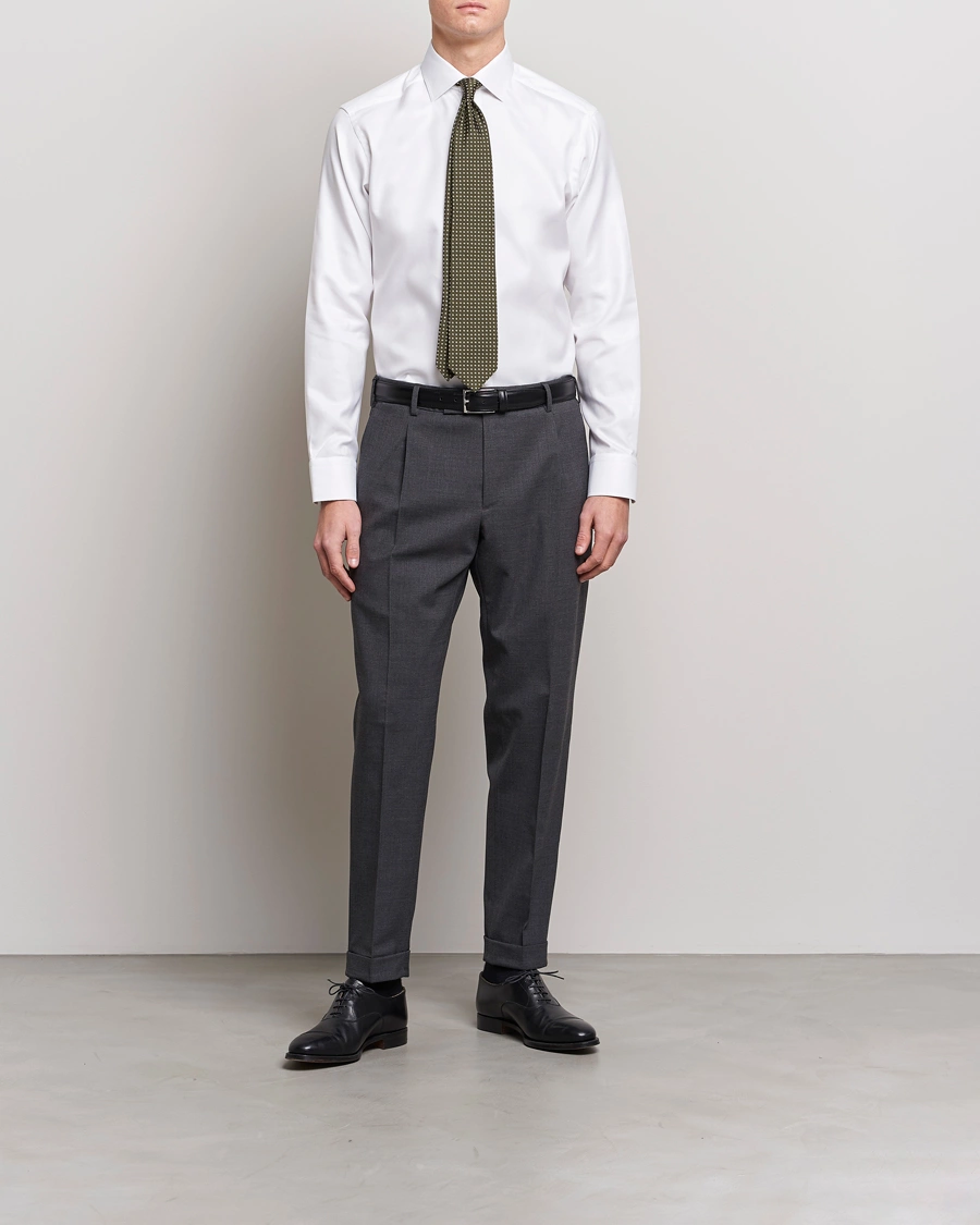 Herr | Business & Beyond - Formal | Eton | Slim Fit Textured Twill Shirt White