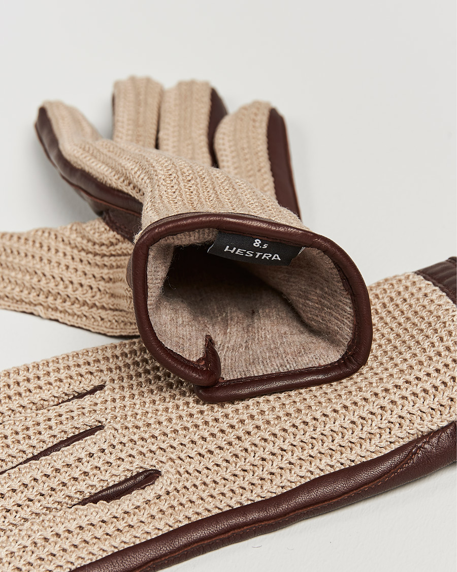 Herr | Handskar | Hestra | Adam Crochet Wool Lined Glove Chestnut/Beige