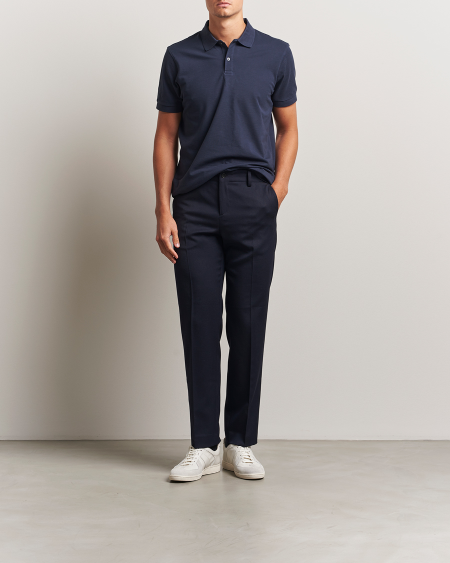 Herr | | Sunspel | Short Sleeve Pique Polo Navy
