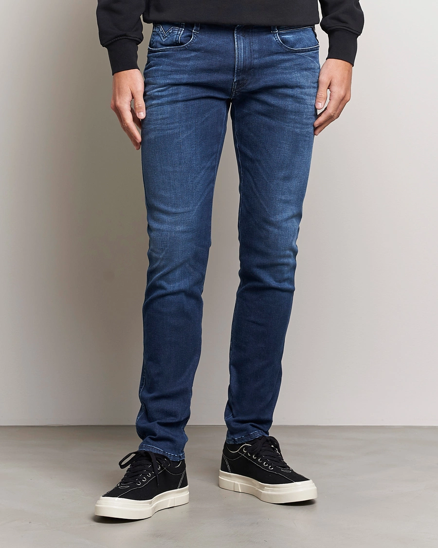 Herr | Slim fit | Replay | Anbass Hyperflex Re-Used Jeans Dark Blue