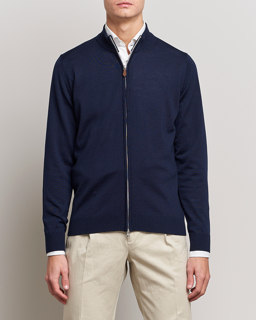 Herr | Tröjor | Stenströms | Merino Full Zip Navy