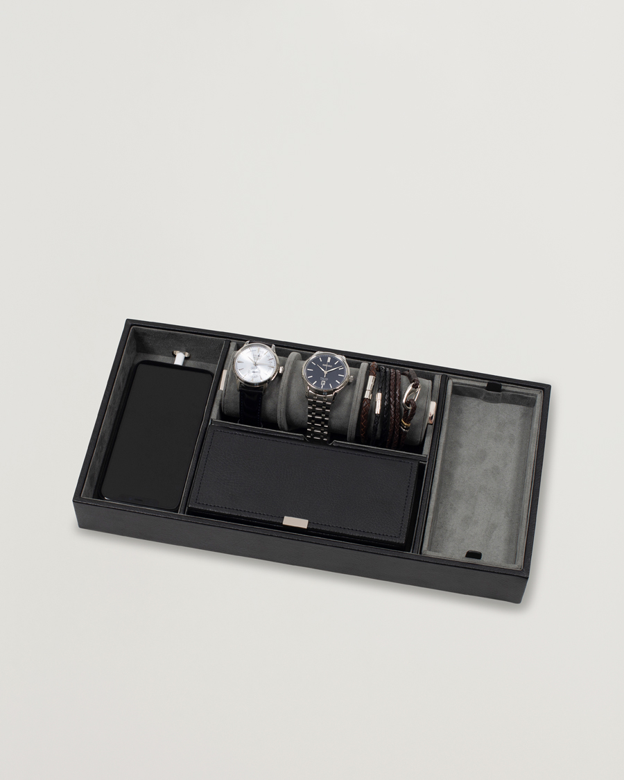 Herr | Klockförvaring | WOLF | Howard Valet Tray with Cuff Black/Grey Pebble