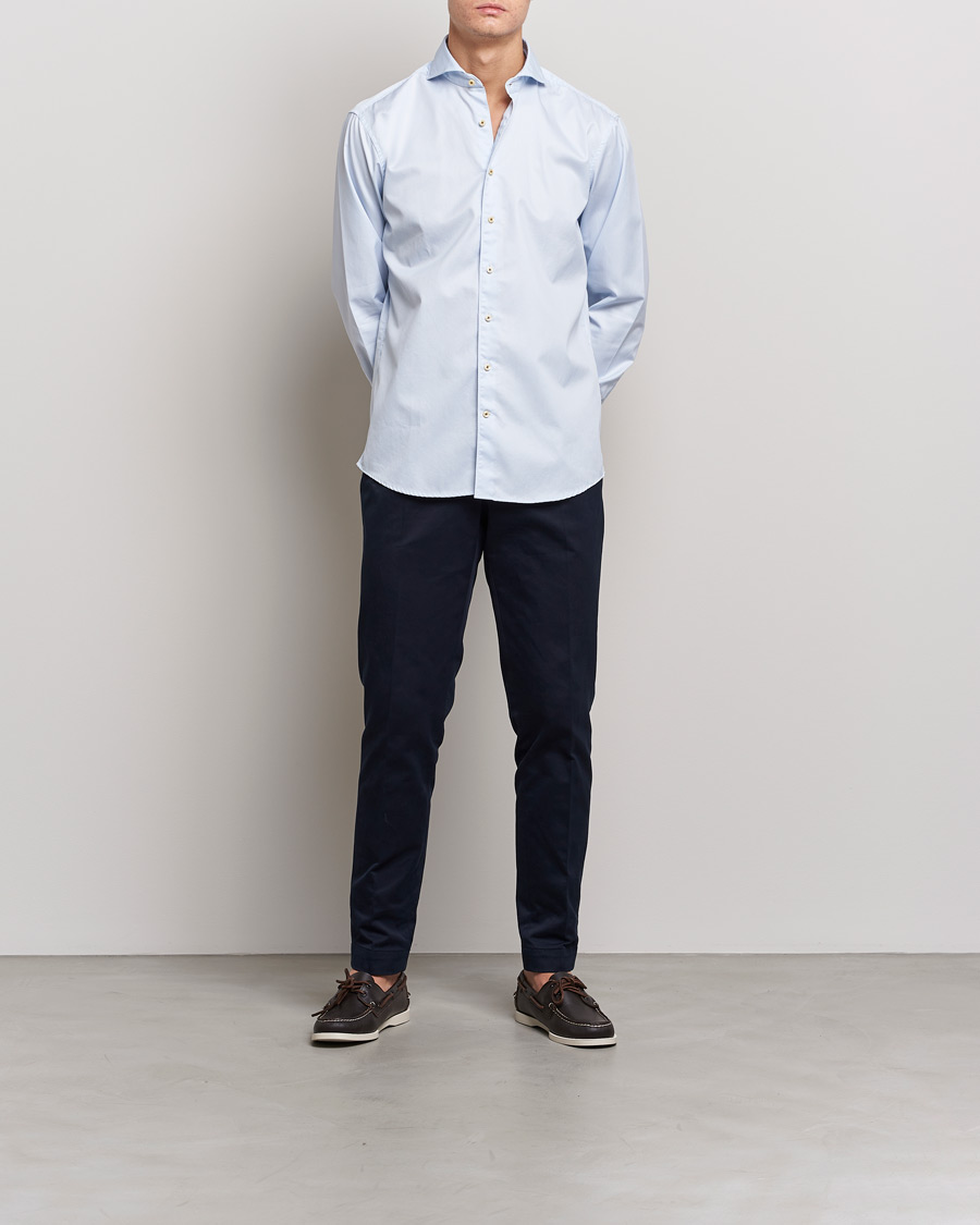 Stenströms Fitted Body Sport Shirt in Blue Pinstripes with