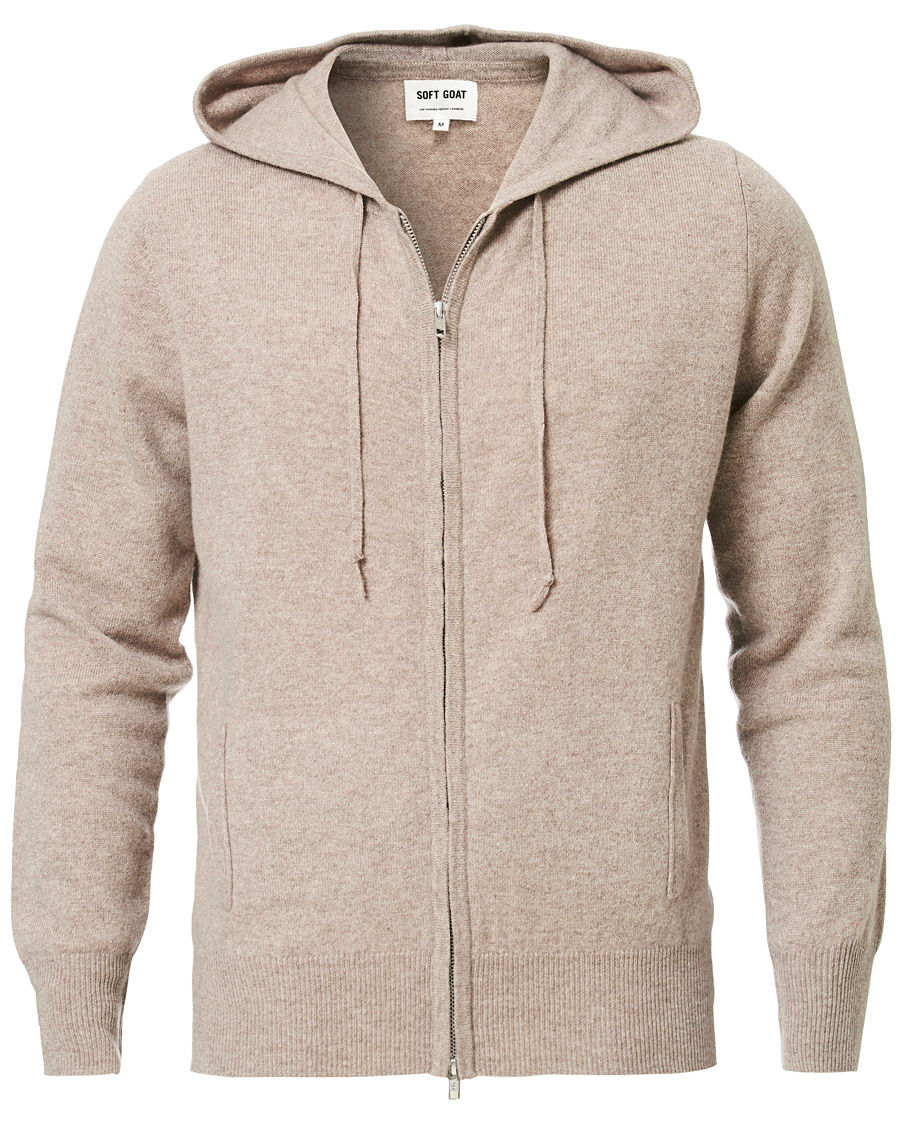 Soft Goat Cashmere Full Zip Hoodie Toast | Herr - Care Of Carl