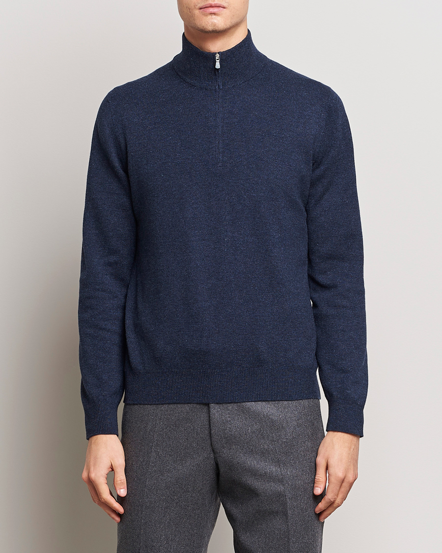 Herr |  | Gran Sasso | Wool/Cashmere Half Zip Navy Melange