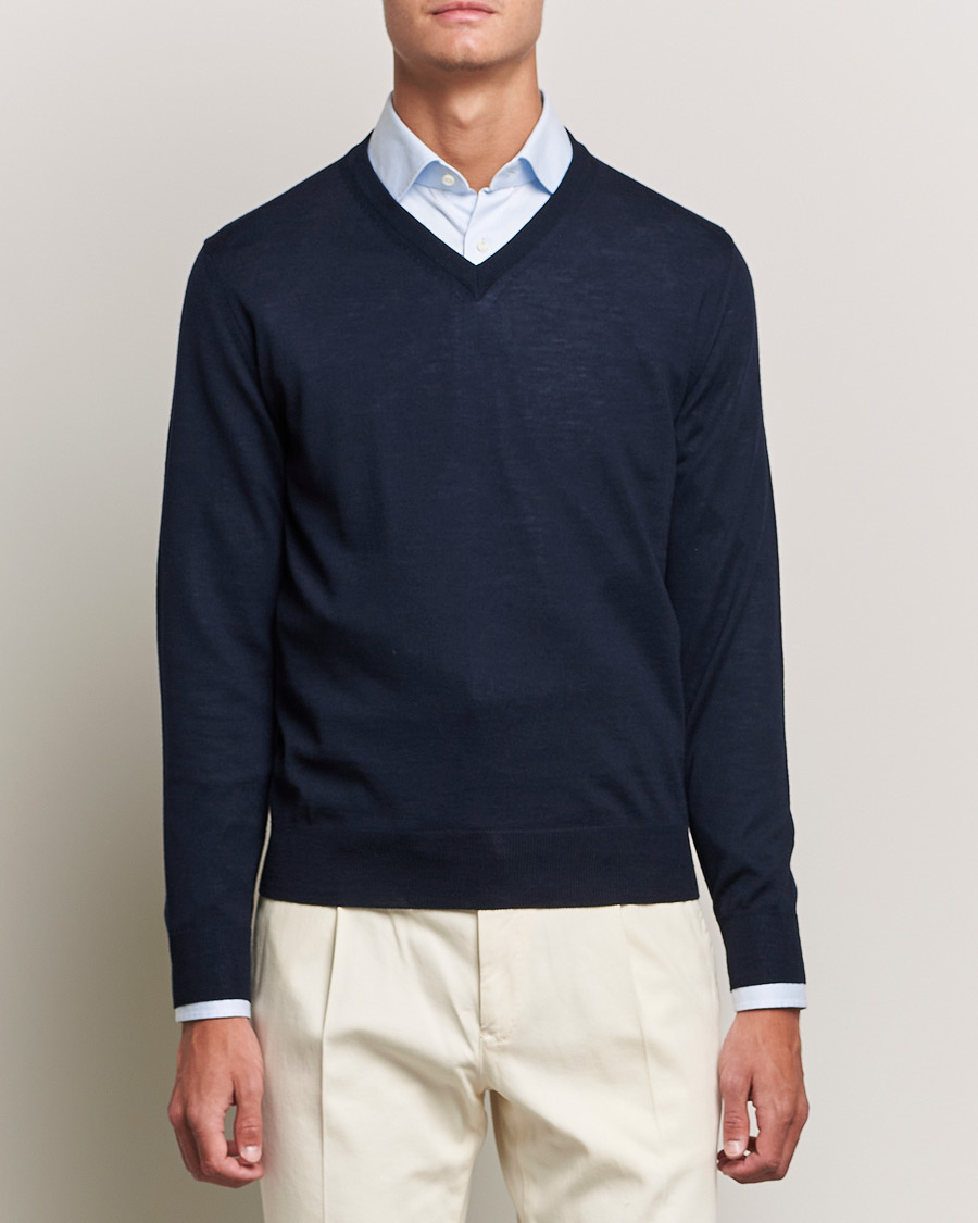 Herr |  | Canali | Merino Wool V-Neck Navy