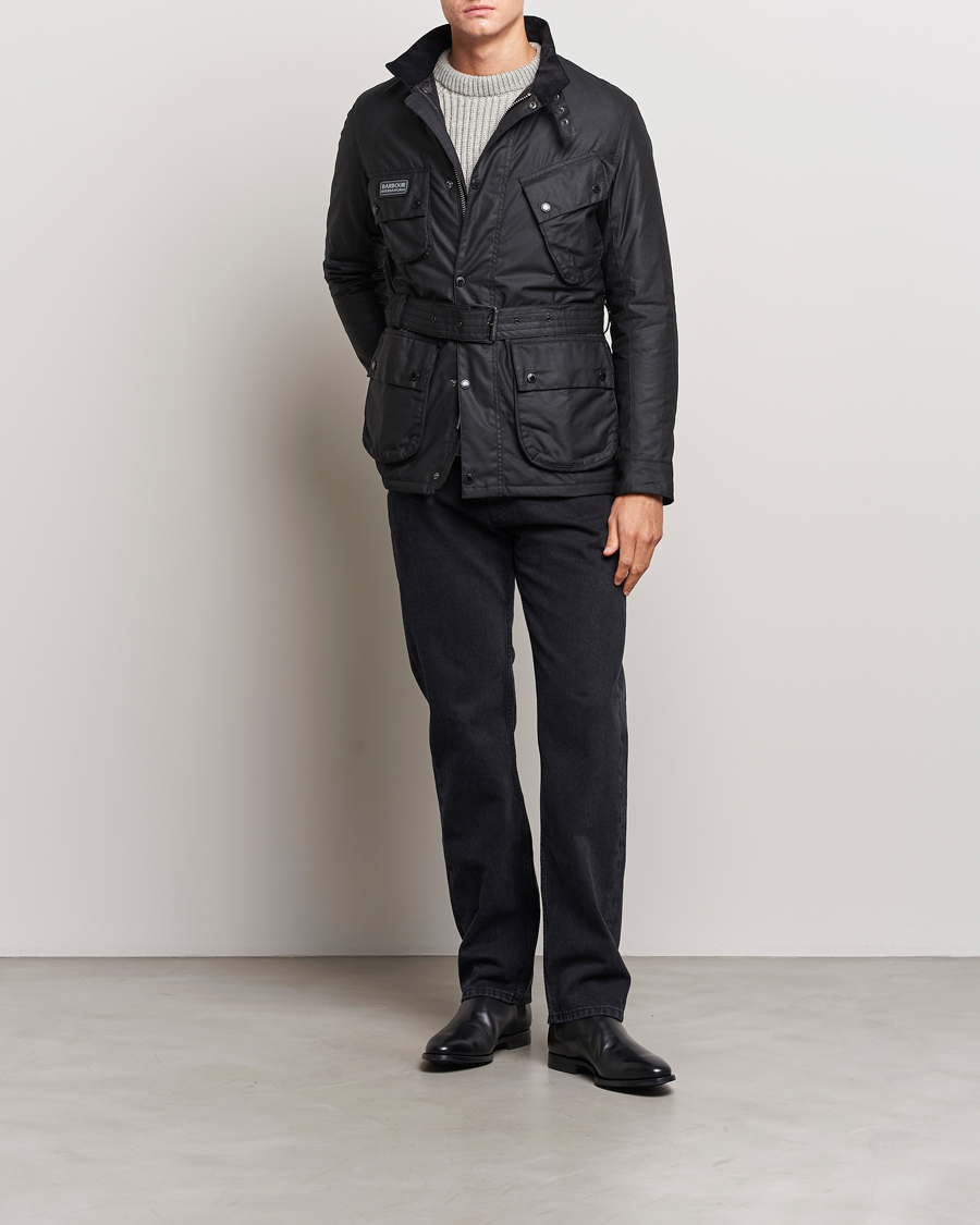 Barbour International Winter Slim International Wax Jacket Black | Herr - C