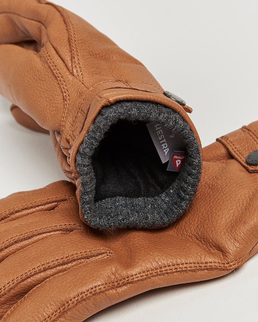 Herr | Värmande accessoarer | Hestra | Utsjö Fleece Liner Buckle Elkskin Glove Cognac