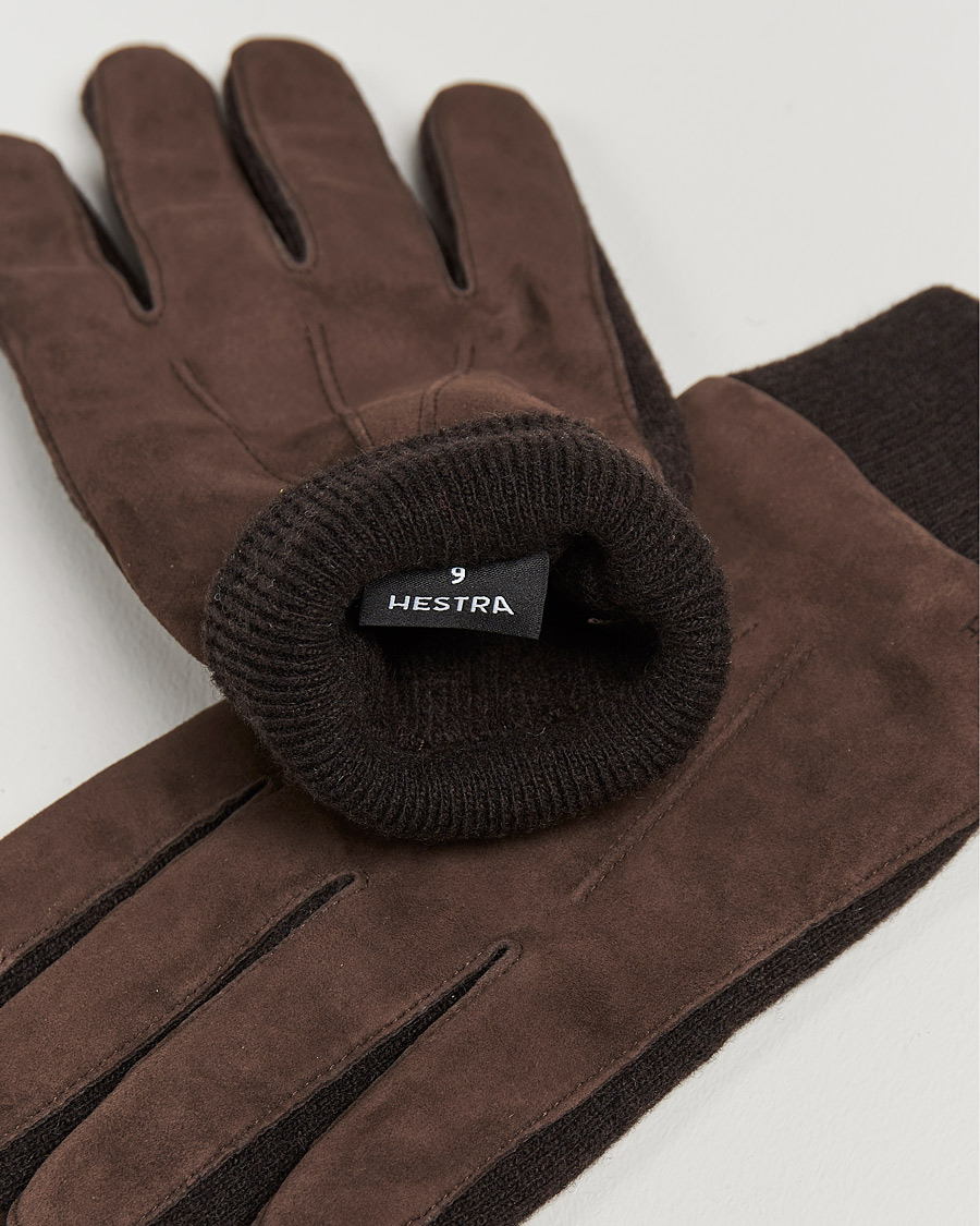 Herr | Värmande accessoarer | Hestra | Geoffery Suede Wool Tricot Glove Espresso