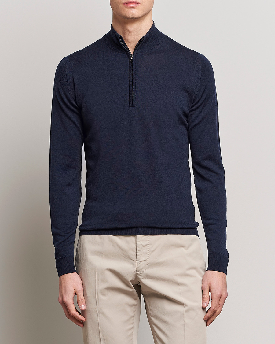 Herr | Half-zip | John Smedley | Barrow Extra Fine Merino Half Zip Midnight