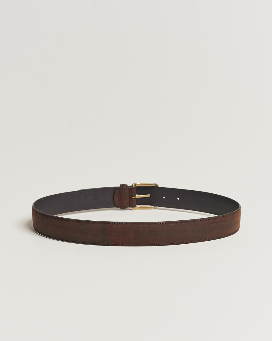 Herr | Snart i lager | Crockett & Jones | 3,5 cm Belt Dk Brown Rough-Out Suede