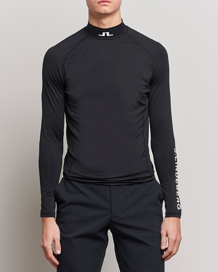 Herr | Långärmade t-shirts | J.Lindeberg | Aello Soft Compression Tee Black