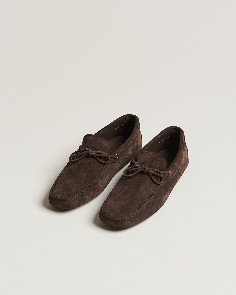 Herr | Handgjorda skor | Tod\'s | Lacetto Gommino Carshoe Dark Brown Suede