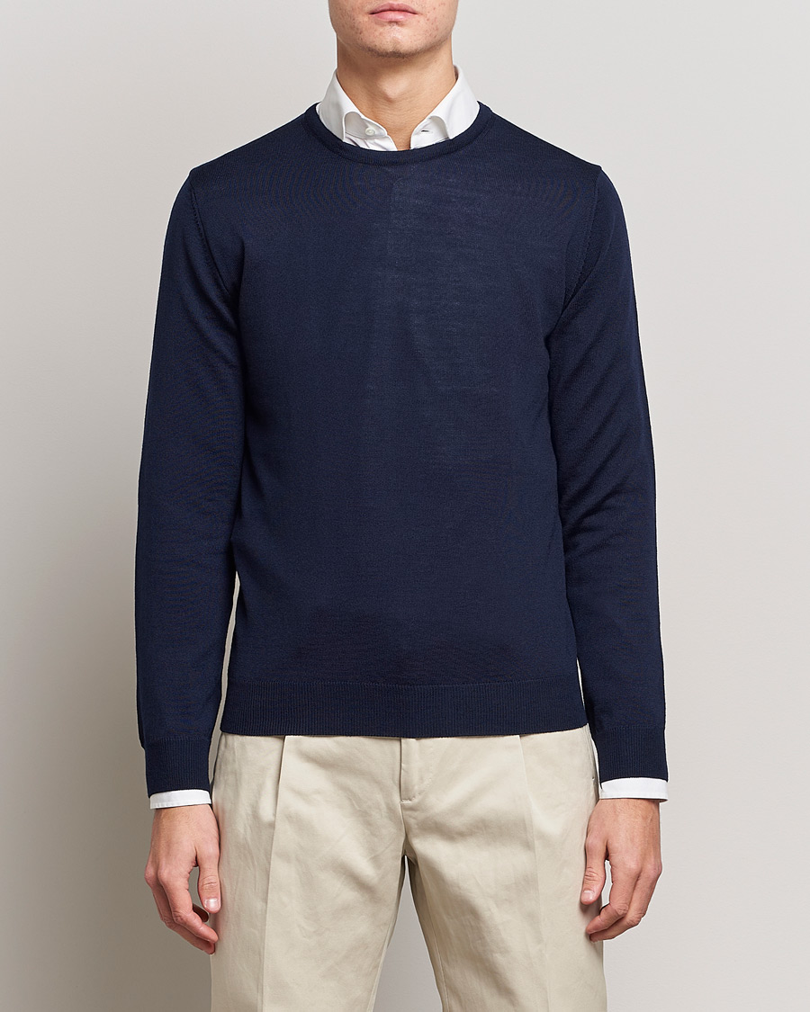 Herr | Kläder | Stenströms | Merino Crew Neck Navy