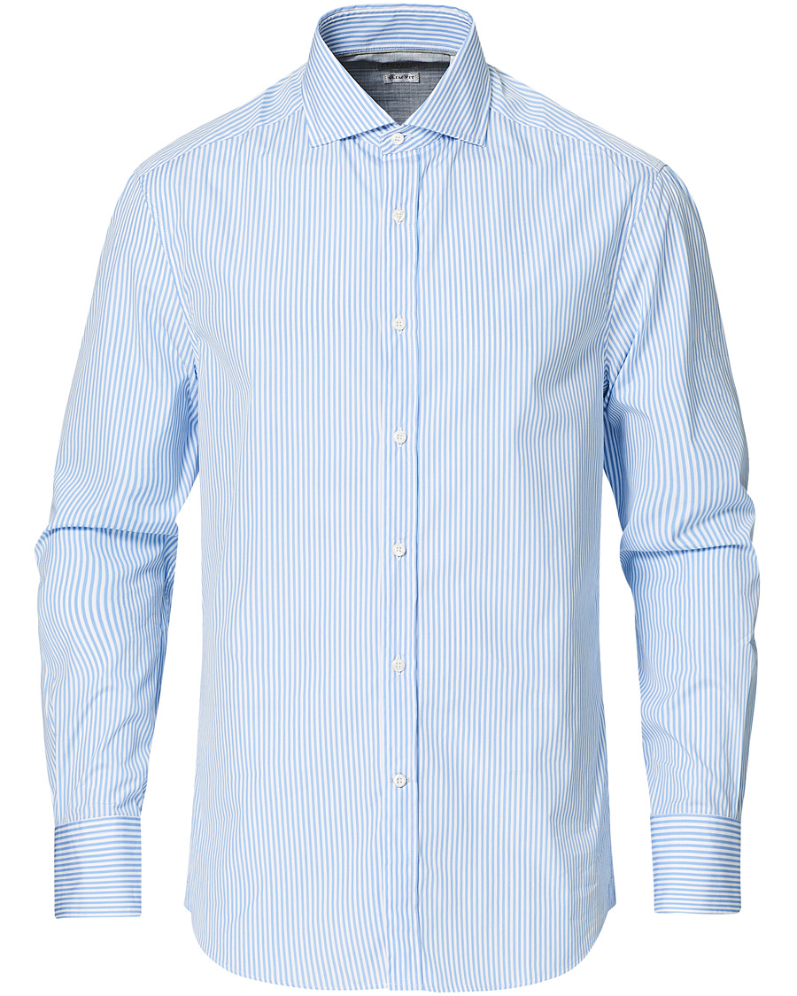 Herr | Skjortor | Brunello Cucinelli | Slim Fit Striped Poplin Shirt Light Blue