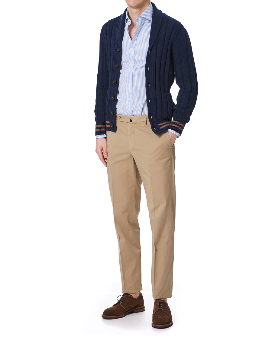 Herr | Skjortor | Brunello Cucinelli | Slim Fit Striped Poplin Shirt Light Blue