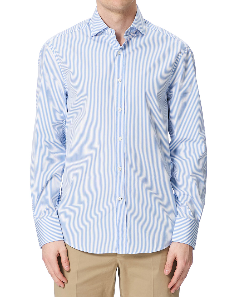 Herr | Skjortor | Brunello Cucinelli | Slim Fit Striped Poplin Shirt Light Blue
