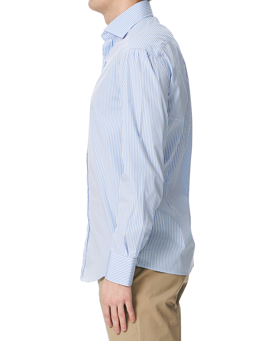 Herr | Skjortor | Brunello Cucinelli | Slim Fit Striped Poplin Shirt Light Blue
