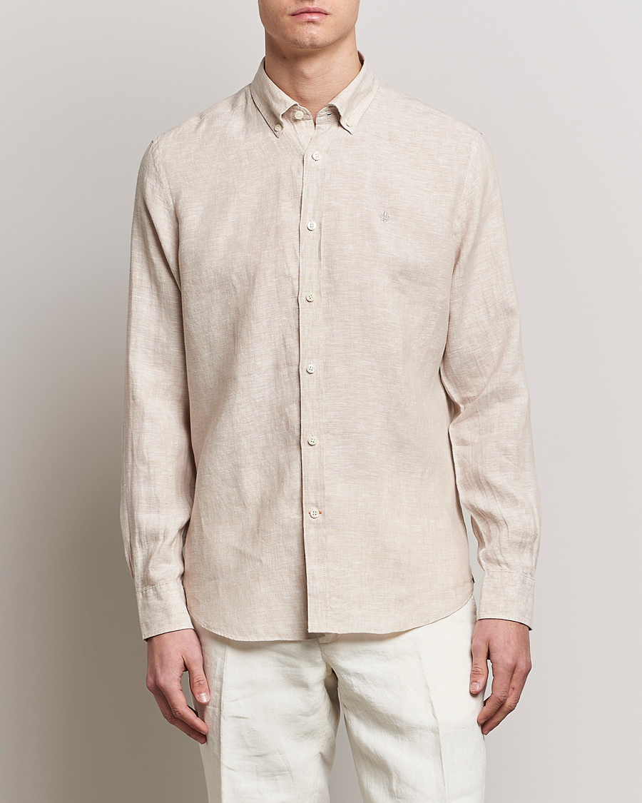 Herr | Avdelningar | Morris | Douglas Linen Button Down Shirt Khaki