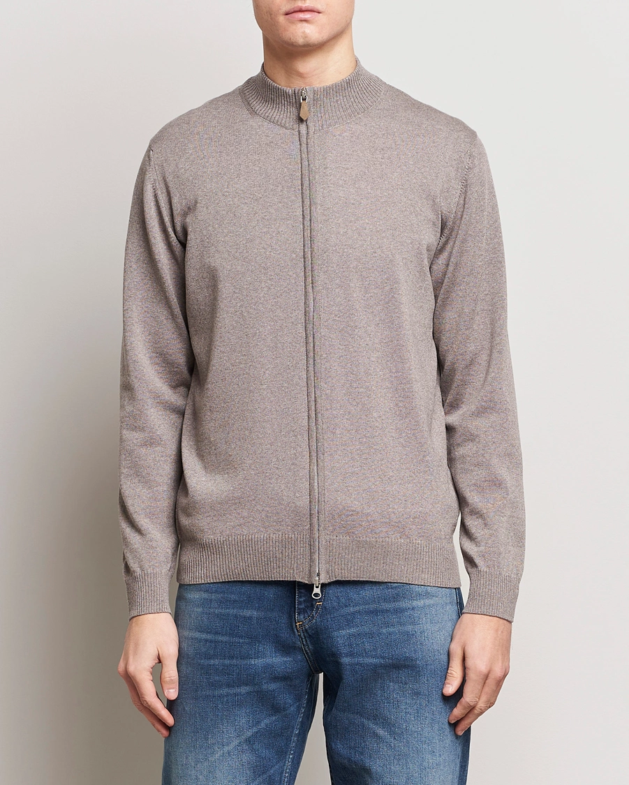 Herr | Full-zip | Stenströms | Merino Wool Full Zip Mud Brown