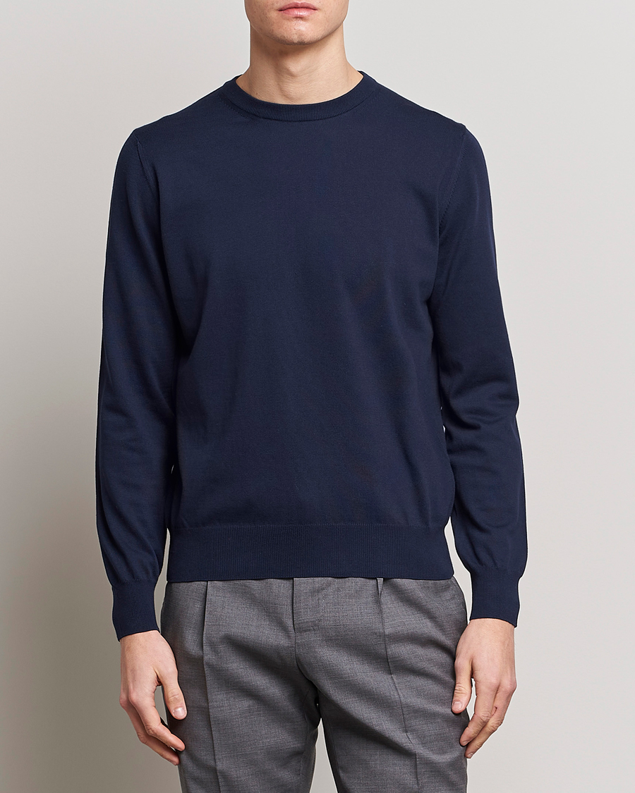 Herr | Canali | Canali | Cotton Crew Neck Pullover Navy