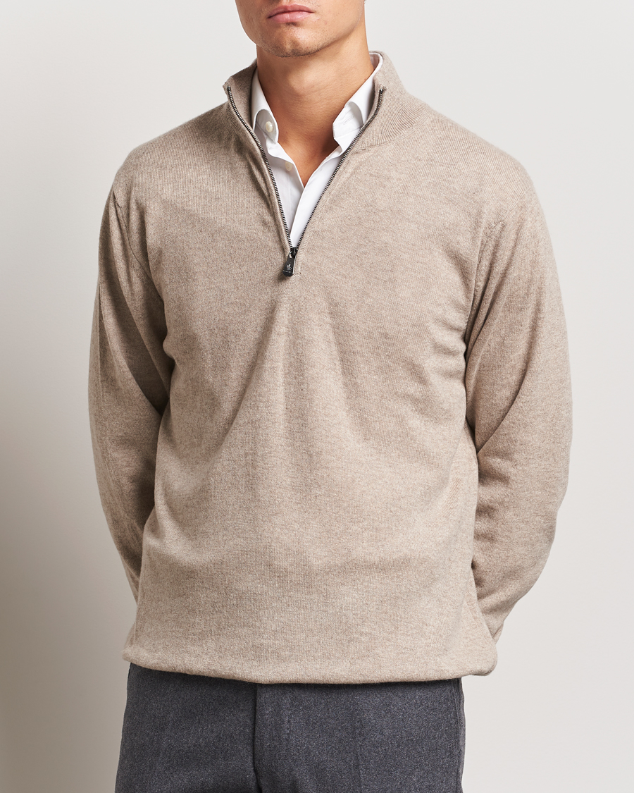 Beige half zip sweater best sale