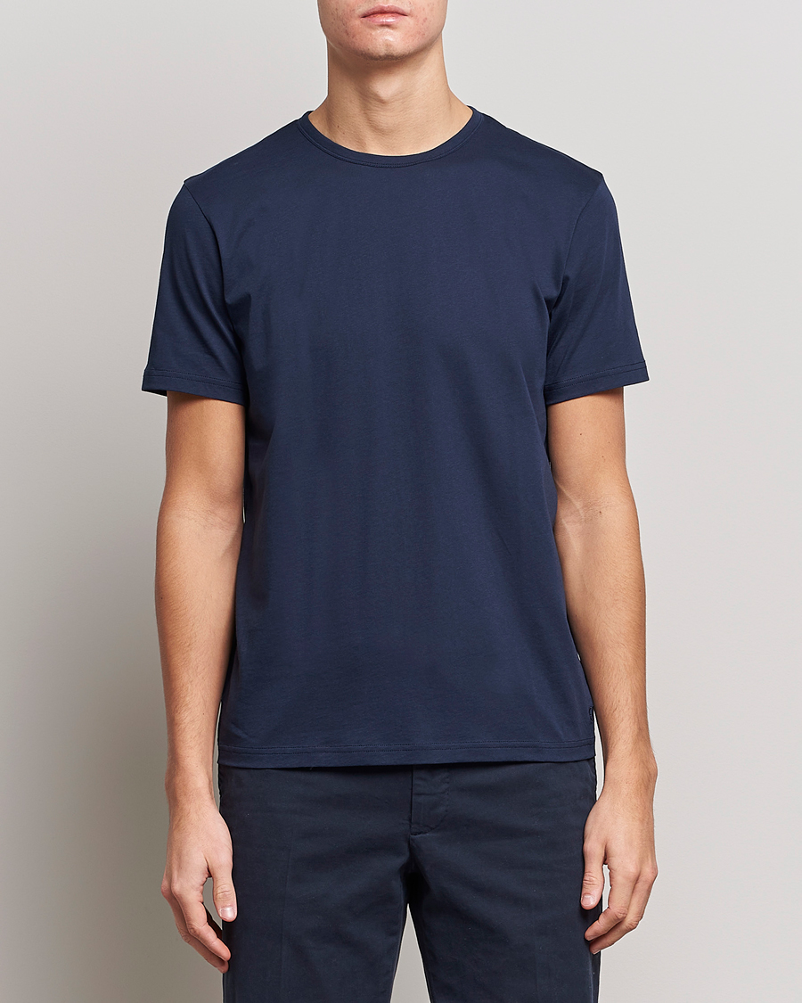 Herr |  | Stenströms | Solid Cotton T-Shirt Navy