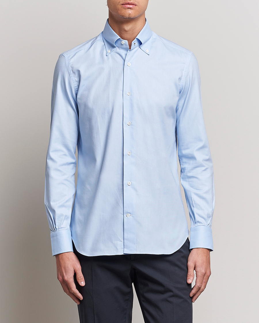 Herr | Mazzarelli | Mazzarelli | Soft Oxford Button Down Shirt Light Blue