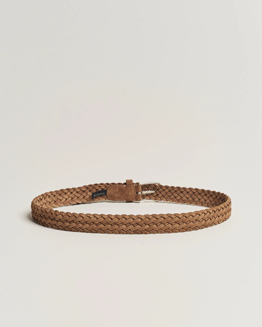 Herr | Anderson's | Anderson\'s | Woven Suede Belt 3 cm Light Brown