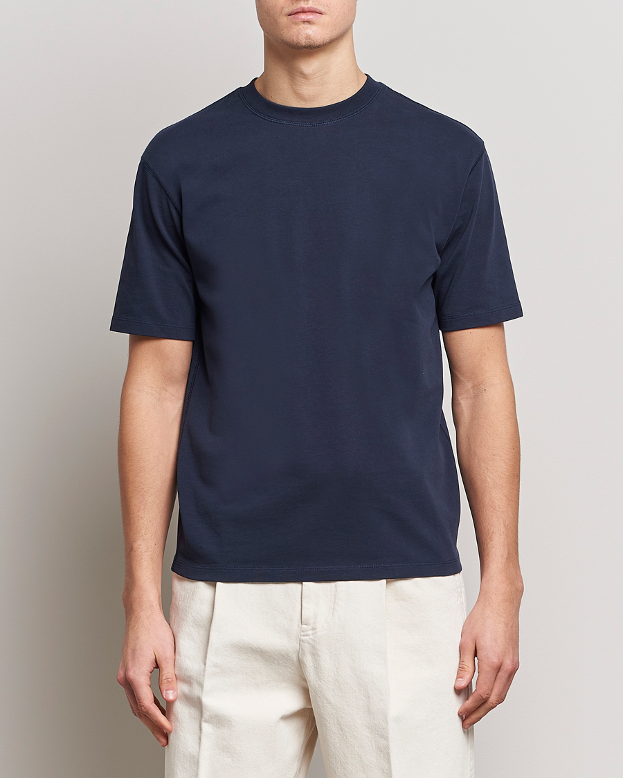 Herr | T-Shirts | Drake\'s | Short Sleeve Hiking T-Shirt Navy