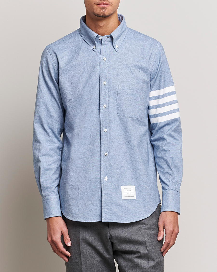 Herr | Skjortor | Thom Browne | 4-Bar Flannel Shirt Light Blue