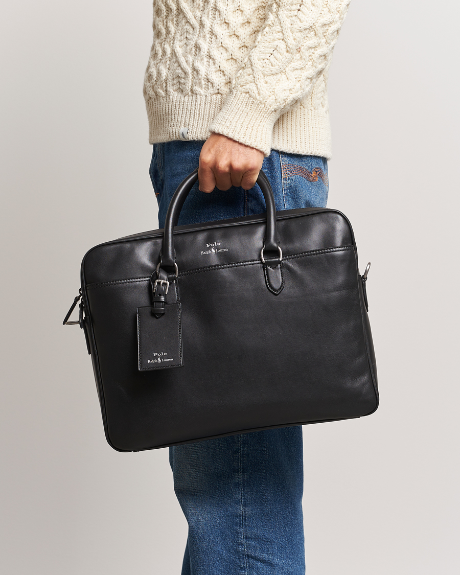 Herr | Ralph Lauren Holiday Gifting | Polo Ralph Lauren | Leather Commuter Bag Black