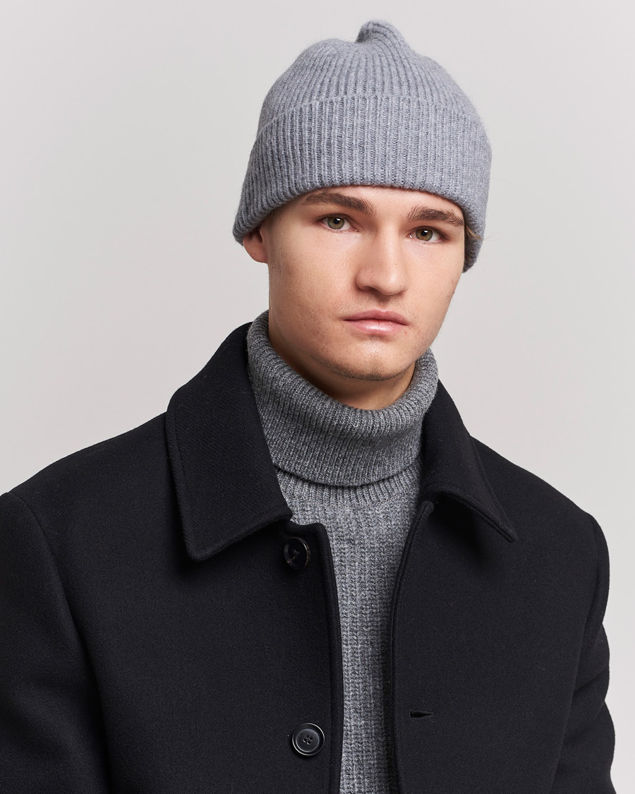 Herr | Avdelningar | Le Bonnet | Lambswool/Caregora Beanie Smoke